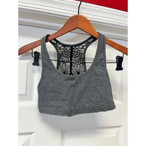 VS PINK Gray Lace Racerback Bralette sz S - Picture 1 of 5